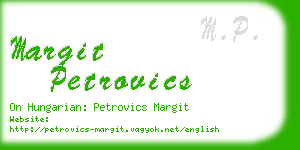 margit petrovics business card